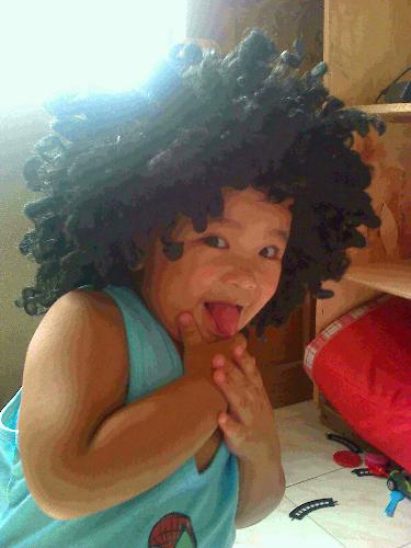 kulotski - my son in a curly wig,,  heheh,,
