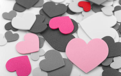 hearts - black, white, pink, red hearts
