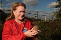 Sylvia Garcia and newly recovered cannon ball - downloaded from the internet