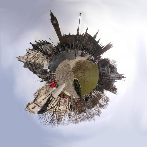 London Planet - This photo is made from a panorama I shot in london of the houses of parliament. I then used the photo editing software GIMP 2.0 to convert it into a planet.