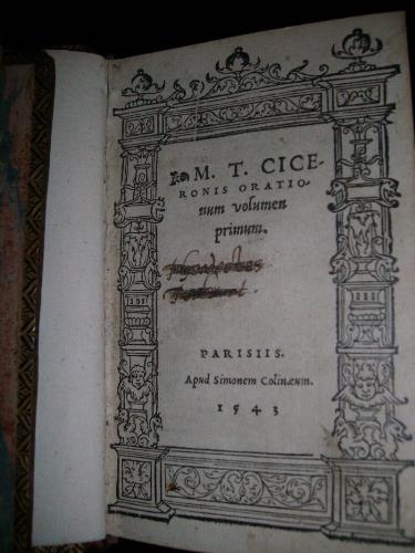 One of the first Parisian italics - An edition of Cicero made by Simon Colline in Paris in 1543