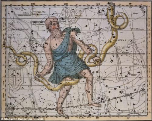 Ophiuchus - 13th sign of the Zodiac: Ophiuchus represents a man wrestling a serpent and was discarded by the Babylonians because they only wanted 12 constellations

Read more: 
http://www.dailymail.co.uk/sciencetech/article-1347140/Horoscope-change-2011-Sidereal-astrology-reveals-13th-OPHIUCHUS-zodiac-sign.html

