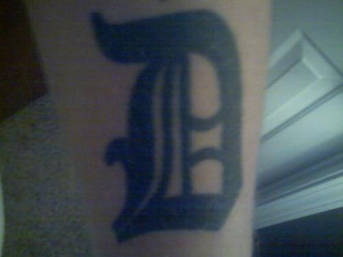 old english D tattoo - this is a tattoo i have on my left forarm, it is an old english letter D.