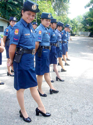 Filipino policewomen - fighting crime in miniskirts and high heels