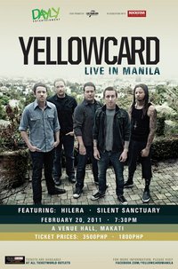Yellowcard Live in Manila - Yellowcard live in Manila at A Venue Hall, Makati City, Philippines
Tickets Price: Php1800 - Php3500