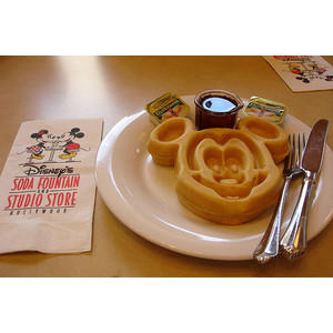 Mickey Mouse shaped waffle - Image was found on: http://t.luuux.com/SHMJc?url=http%3A%2F%2Fwww.luuux.com%2Ffood%2Fmicky-mouse-waffles%3Ftid%3D%7Btransaction_id%7D%26aff_id%3D%7Baffiliate_id%7D