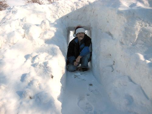 Fun Times - In the tunnel on my daughters sidewalk after a snowstorm in late December.