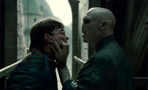 harry potter and the deathly hallows - harry's confrontation with voldemort during the last part of the movie.