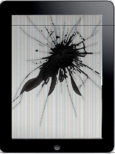 Broken iPad - This is just a image of a broken iPad. My iPad didnt get sit on that bad but just screen went black out but its fix now haha. I dont like this picture it makes me want to crazy to think that its mine and I will die knowing that my ipad Died