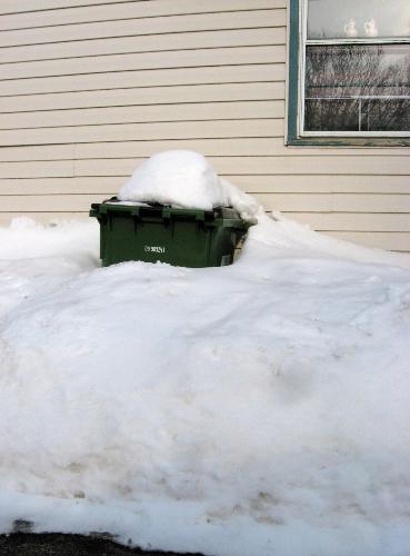 Snow Covered Garbage container - One of my garbage cans