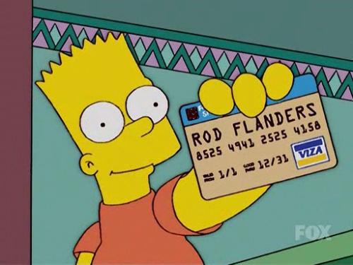credit card picture holding up - Bart Simpson holding up credit card 