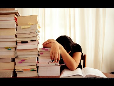 Books and me  - This photo shows now a days how much burden of the study. The students are tired with this books and then sleeping on the book.