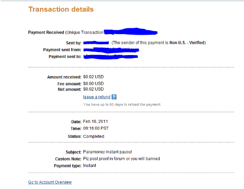 ParaMoney payment proof - Got paid at the same day at which I joined this site.