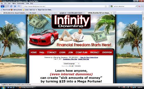 Infinity Downline mainpage - Infinity Downline, a website that claimed to be a MLM marketing website which provides sustainable income for its members. It also claim to have many successful members throughout the world that work on this programme full time.