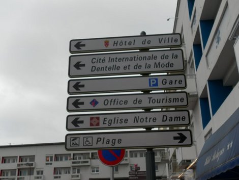 Calais in France - Direction signs in Calais, France.