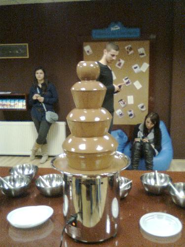 Chocolate fountain - This is the chocolate fountain in the tasting room at Primola factory.