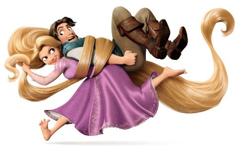 rapunzel - flynn rider caught TANGLED with rapunzel's charm and long hair. :)