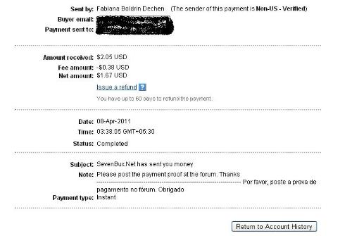 1st payment from sevenbux - Got paid from a new ptc sevenbux, they are legit and paying