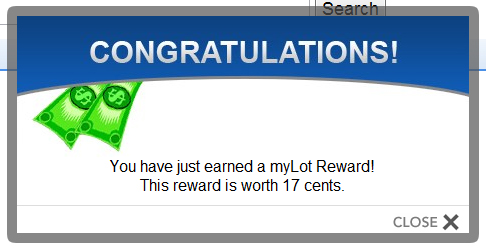 Reward from myLot - This is my 10th Reward since 20th Feb 2011.  It pays to use the myLot Search.