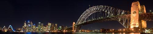 Panorama Sydney - Sydney Harbour Bridge as seen from the North Shore suburb of Kirribilli.