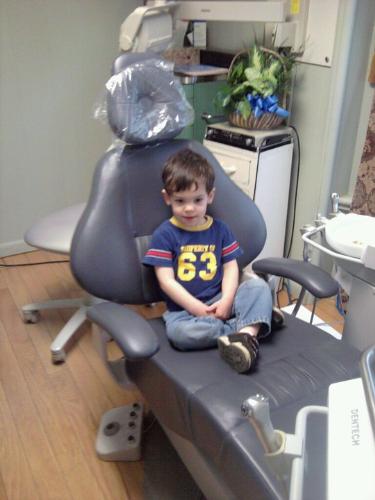 My youngest at the dentist - Mathieu ready for the dentist!
