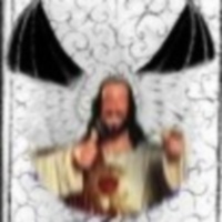 Good & Evil, the Best Team Ever! - &#039;Buddy&#039; Lord Jesus Christ "photoshopped" over a drawing of Lucifer, highest of the angels.