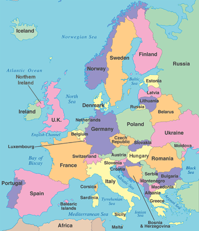 map of europe - an image of a map of europe for this category