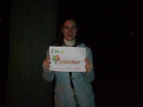 Anca as a tree planter - We got this picture to win a tree at tree nation site for free to add it to the Sir David Forest of dedication.
