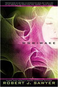 Wake - Wake is a novel by Canadian science fiction author Robert J. Sawyer. It features Caitlin Decter, a previously blind girl who gains the ability to see, an emerging intelligence within the Internet, and the sudden ability of a monkey named Hobo to perform abstract thought. The first of the WWW trilogy.