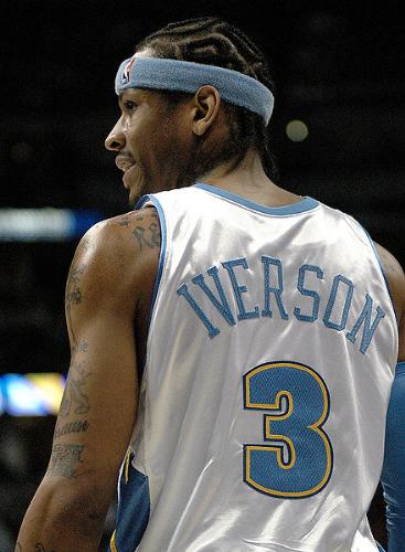 Allen Iverson - Allen Iverson when he was a Denver Nugget. It didn't take long before he wore out his welcome there! What a jerk!