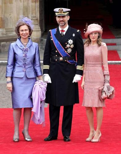 Guest at the Wedding - At Prince Williamss and Kate Middleton's wedding was attended by the Prince of Spain with his mom,the Queen of Spain,on the left and his wife the princess of Spain,on the right.