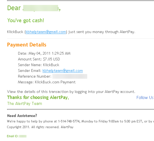 My Klickbuck payment.. - Here is my latest klickbuck payment, nice isn't.....