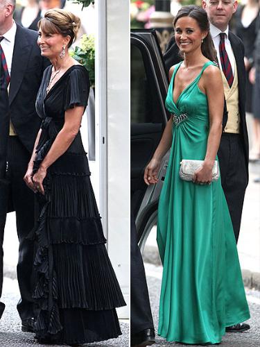 Kate's mom and sister - Carole Middelton wore this lovely dress to a dinner for her daughter and new son-in-law! Her daughter Pippa wore this lovely green dress to the same event!