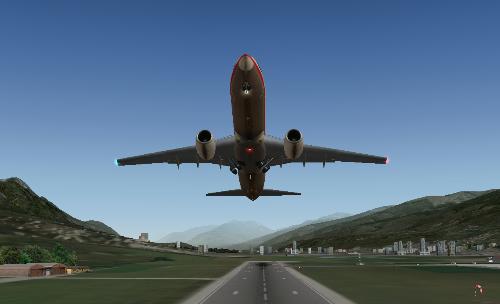 X-Plane B737 Liftoff - X-Plane 9 Demo Version. A Boeing B737 lifts off from runway 26 of Innsbruck Airport.