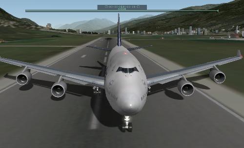 Boeing 747, X-Plane 9 - A Boeing 747 on the runway. Picture taken from X-Plane 9.