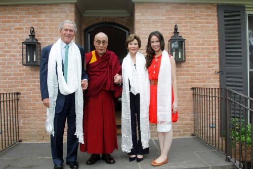 George Bush and Family and The Dalia Lama - This picture comes from facebook.com/laurabush, no credit to the photographer were given.