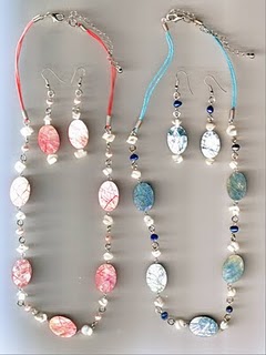 necklace & earrings - my design. made of shells