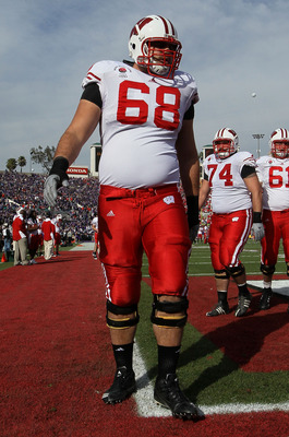 Gabe Carimi - The Wisconsin Badger OL who was drafted 1st round by the Chicago Bears this year.