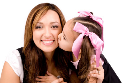 Happy mother - Happy mother is smiling for daughter kiss..