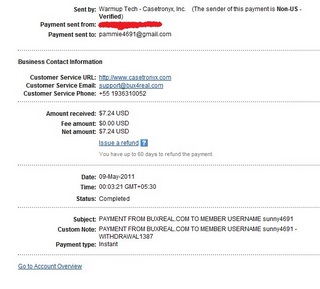 Bux4real 1st payment proof - This is my first payment of $7.42 from bux4real