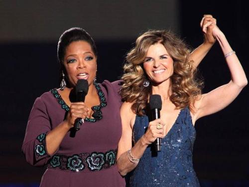Oprah and Maria - MAria Shriver made an appearance at Oprah's sed off. They are good friends.