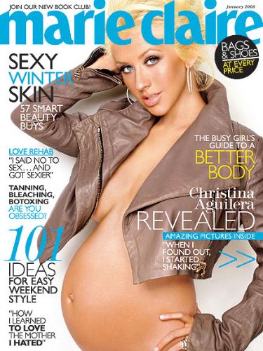 Christina Aguliera - Christina posed on 'MArie Claire' magazine while pregnant with son Max.