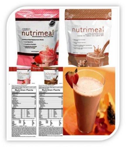 Nutrimeal  - Nutrimeal™ is a great-tasting, low-glycemic meal replacement that contains quality protein, carbohydrates, dietary fiber, and many micronutrients. Each serving of Nutrimeal™ contains 8 grams of dietary fiber, which can help maintain a healthy heart and circulatory system.*

THE BENEFITS OF SOY AND WHEY PROTEIN
Each serving of Nutrimeal™ provides 15 grams of soy, whey and other proteins. (French Vanilla Nutrimeal™ contains all 15 grams of protein as soy). Soy may help maintain cardiovascular health, diastolic blood pressure, and HDL-cholesterol levels, provided they are healthy to begin with. Soy protein is a complete protein, containing all of the essential amino acids in optimal ratios and in a highly digestible form. Nutrimeal™ contains numerous soy phytonutrients, which may help support a healthy immune system. It also has guaranteed levels of soy isoflavones, which have antioxidant effects that may help maintain bone health and moderate natural hormone cycles.* Whey protein, which is also easily digestible, is an excellent source of amino acids essential for building a healthy body.

LOW-GLYCEMIC FORMULA
Help reduce the frequent carbohydrate cravings and health risks associated with a high-glycemic diet. Nutrimeal™ has now been reformulated for a low glycemic index of 23, providing sustained energy and greater satiety throughout the day.

 * Contains 8 grams of dietary fiber per serving, which can help maintain a healthy heart and circulatory system*
 * Dutch Chocolate and Wild Strawberry Nutrimeal™ provides 15 grams protein from soy, whey, and other sources
 * French Vanilla Nutrimeal™ provides 15 grams of soy protein
 * Glycemic index of 23
 * Low-glycemic foods may help inhibit fat-storage mechanisms in the body
 * Helps reduce carbohydrate cravings and deliver sustained energy

*These statements have not been evaluated by the Food and Drug Administration. This product is not intended to diagnose, treat, cure, or prevent any disease
