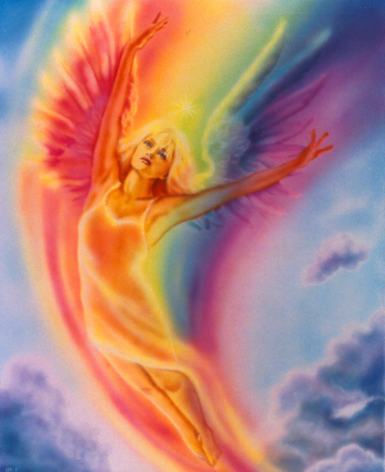 Golden Rainbow Angel - Golden Angel that sweeps across the rainbow, that brings joy, and blessings into your life.