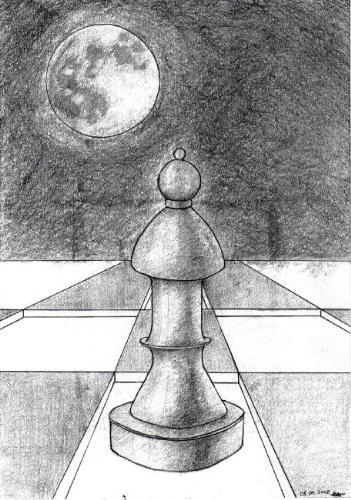 Drawing - Chess moon
