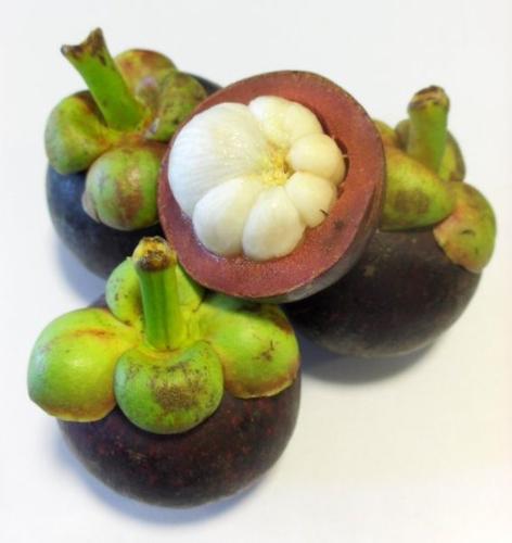 Mangosteen - I fruit I never heard of until recently! You can eat the white part and this fruit is one of 'Snapple' flavor of drinks.