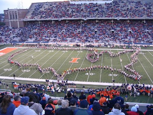 Marching band - The Illinois Fighting Illini marching band in the the 'USA' formation.