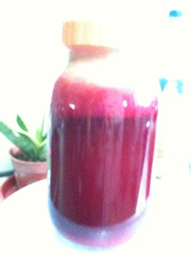 ABC juice - This is a ABC juice (Apple + Beetroot + carrot) I made last time, and it is taken by Iphone. 