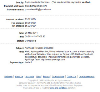 AYUWAGE First payment - This is my first payment proof of $5.02 from ayuwage. If you wanna join visit my profile and join from the banner.
