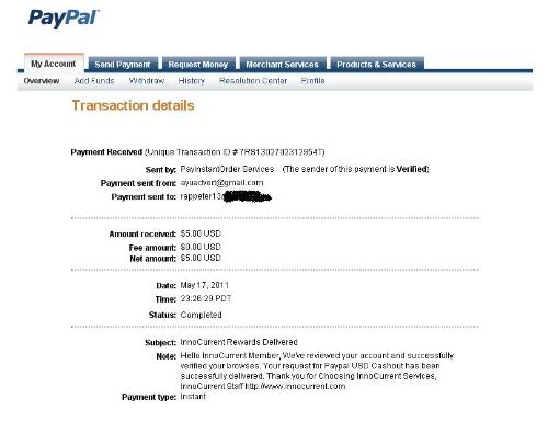 Innocurrent payment proof - My first payment from Innocurrent